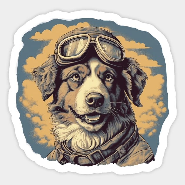 Aviator dog Sticker by GreenMary Design